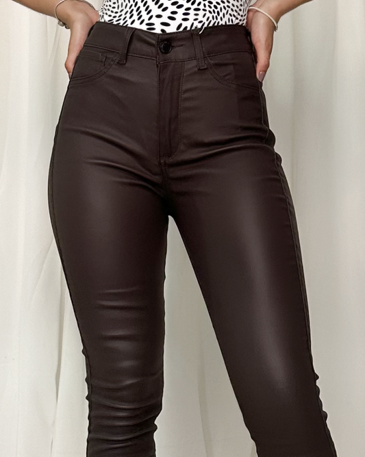 Super High Waist Skinny Efecto Cuero 100173