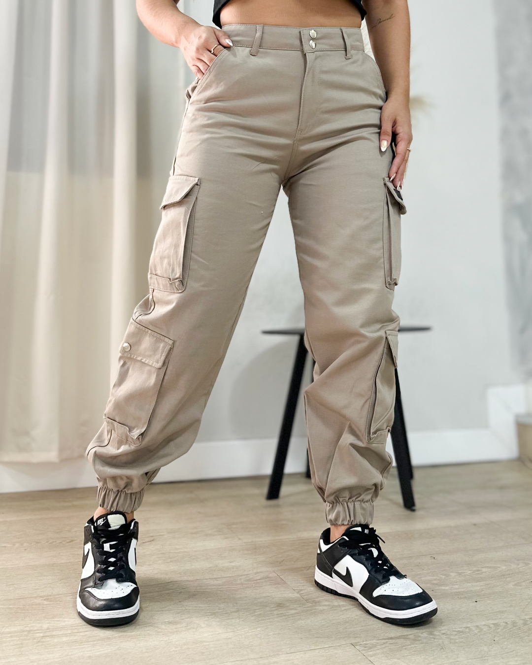 Pantalón Jogger Drill Beige - Mujer
